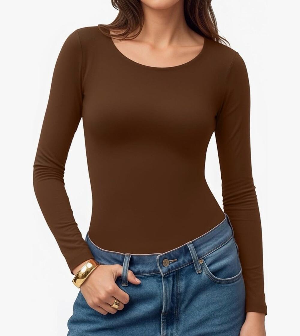 MANGOPOP Womens Tops Long Sleeve Crew Neck t Shirts Double Lined Size XL